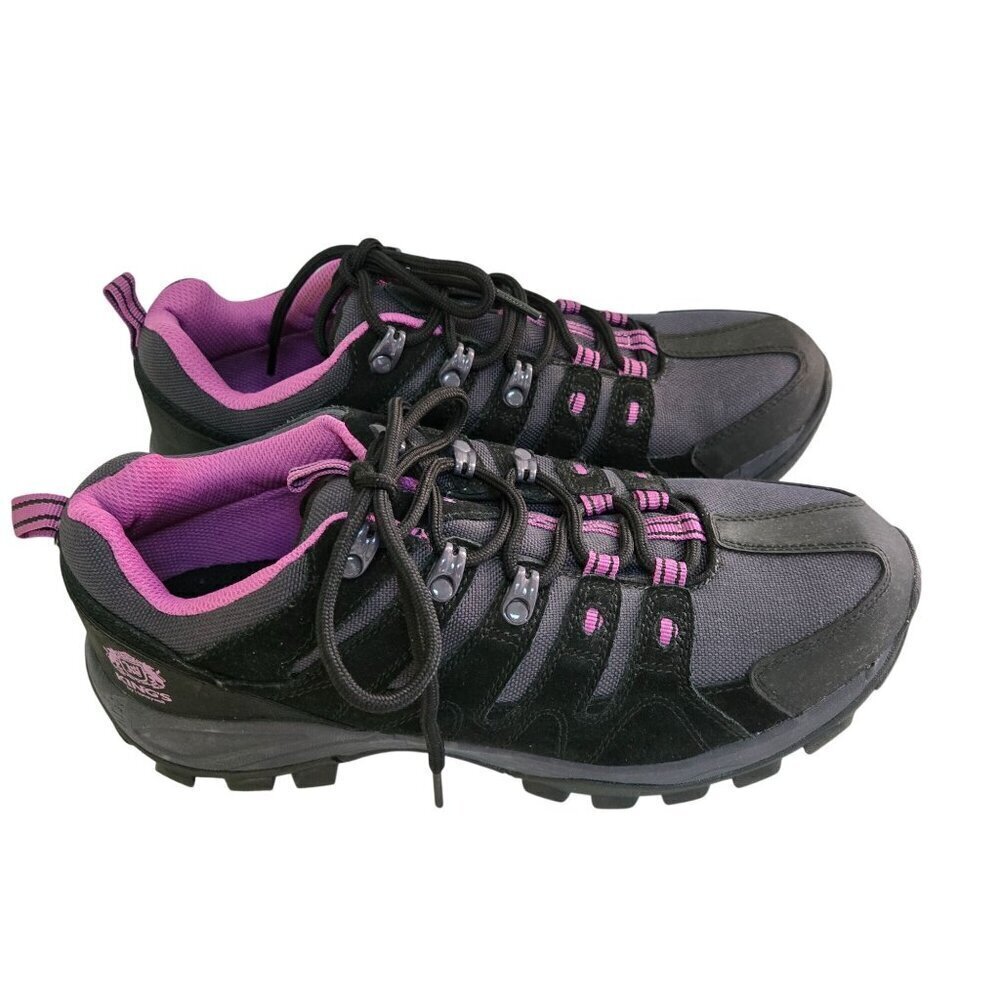 King's By Honeywell KWHL01 Leather Steel Toe Hiker Boots Black Purple Size 10